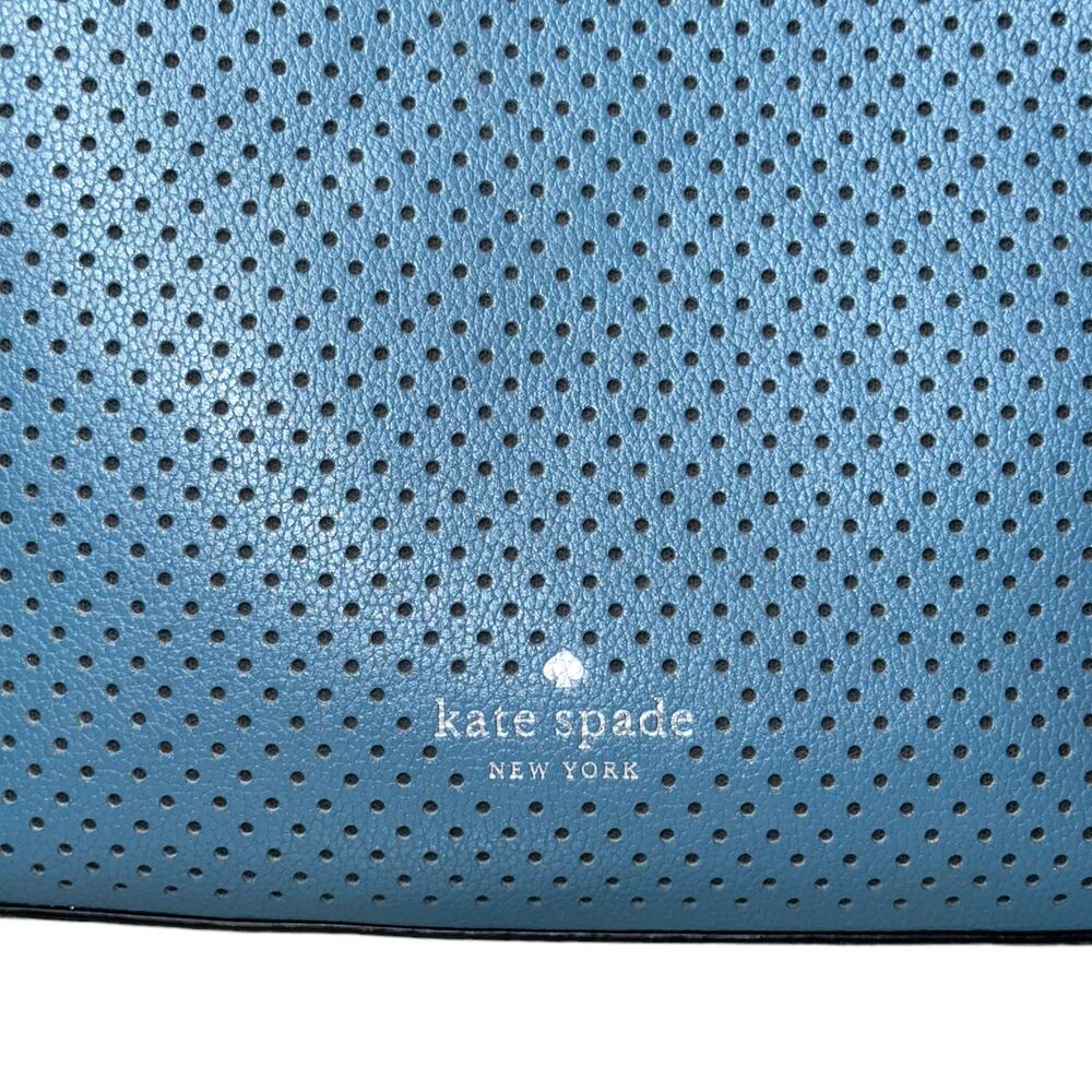Kate Spade Bucket Marble Pebble Leather Niagara Blue Satchel Crossbody Purse Bag - Picture 7 of 16